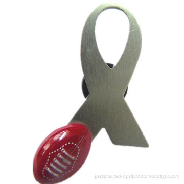Ribbon Aluminum Custom Promotional Personalized Lapel Pins With Black Plastic Clutch